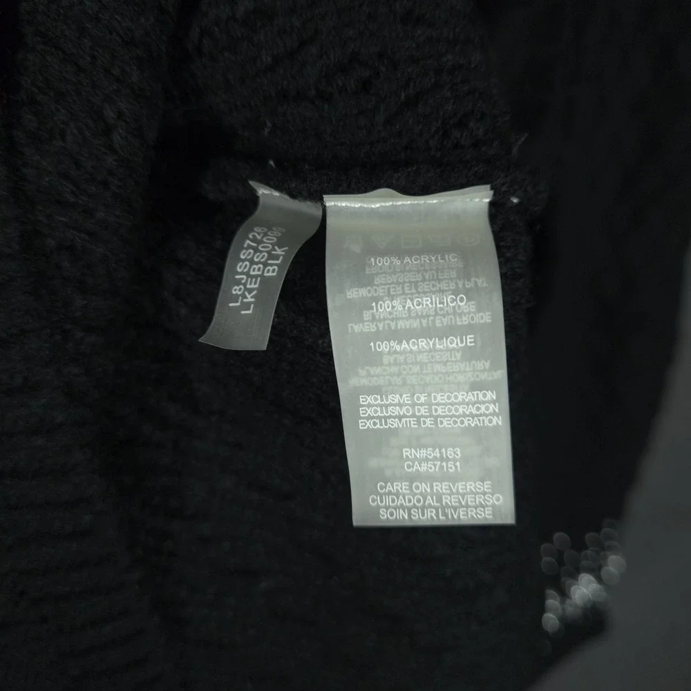 Karl Lagerfeld Paris Black Diamond Knit Pearl Embellished‎ Sweater Womens Size S